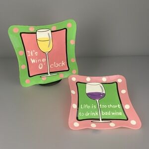 Nantucket Home Plates Wine Glasses It's Wine O'Clock Life is Too Short Set of 2